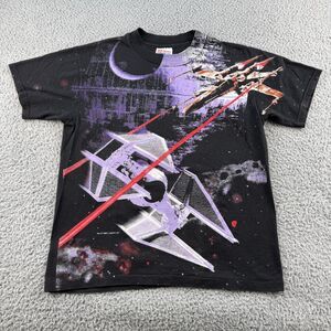 Vintage 1996 Star Wars T-Shirt Youth Large (14-16) X-Wing Tie Fighter DeathStar